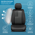 MotorBox American Black Flag Seat Covers for Trucks, Cars, & SUV - Napa Leather US Car Seat Covers American Flag Truck Accessories - Car Seat Cover American Flag Car Accessories Car Seat Protector - Black Flag Vertical