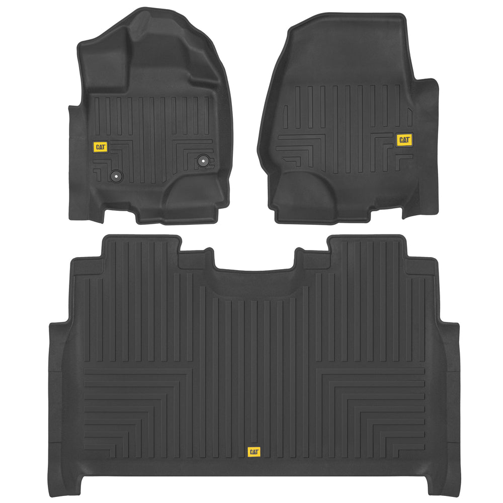 Cat® JustFit™ Floor Mats for 2015-2025 Ford F-150 SuperCrew Cab, Front & Rear, All Weather Protection 3D Contour Fit Custom Fit Floor Liners, Black - 2015-2025 Ford F-150 SuperCrew