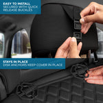 MotorBox Premium Napa Leather Rear Seat Cover – Semi Universal Fit for Most Cars, Truck & SUV – Black Back Seat Protector – Anti-Slip, Durable Bench Cover – Easy Install, Luxury Car Interior Upgrade - Style B