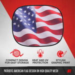 Motor Trend USA Americana Flag Car Window Shades, 2-Pack (18” x 14”) - Car Window Covers Block Heat and Glare, Ideal Car Window Shade for Baby Pets Kids Travel, Car Window Shades for Side Window - Red White and Blue