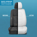 MotorBox Classic Edition Faux Leather Seat Covers for Cars, Trucks, & SUV - 2 White Car Seat Covers for Front Seats - Universal Fit Car Accessories Automotive Interior Protector for Most Vehicles - Classic White