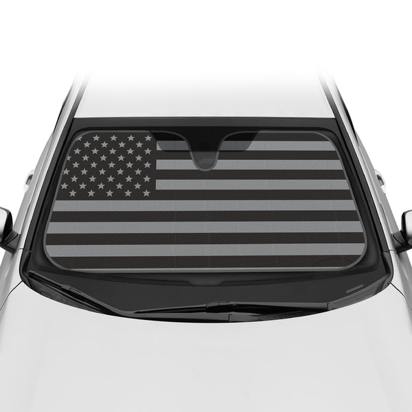 American Flag Car Sunshade for Automotive Windshield Sun Shade Patriotic US Black Flag Jumbo Folding Auto Shade - Black Flag