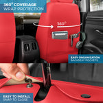 MotorBox Prestige Edition Faux Leather Seat Covers for Cars, Trucks, & SUV – 2 Red Car Seat Covers for Front Seats - Universal Fit Car Accessories Automotive Interior Protector for Most Vehicles - Red