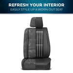 MotorBox American Black Flag Seat Covers for Trucks, Cars, & SUV - Napa Leather US Car Seat Covers American Flag Truck Accessories - Car Seat Cover American Flag Car Accessories Car Seat Protector - Black Flag Vertical