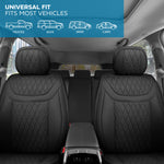 MotorBox Car Seat Covers – Ranch Leatherette Faux Leather Black Seat Covers for Car – Diamond Stitched Cushioned Interior Protectors for Automotive Accessories, Trucks, SUV, Cars – Two Front Covers - Black