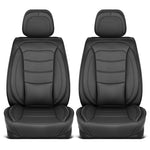MotorBox Elite Edition Faux Leather Seat Covers for Cars, Trucks, & SUV - 2 Black Car Seat Covers for Front Seats - Universal Fit Car Accessories Automotive Interior Cover Protector for Most Vehicles - Plush Leather,Black