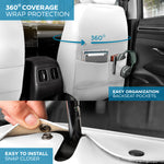 MotorBox Classic Edition Faux Leather Seat Covers for Cars, Trucks, & SUV - 2 White Car Seat Covers for Front Seats - Universal Fit Car Accessories Automotive Interior Protector for Most Vehicles - Classic White