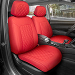MotorBox Prestige Edition Faux Leather Seat Covers for Cars, Trucks, & SUV – 2 Red Car Seat Covers for Front Seats - Universal Fit Car Accessories Automotive Interior Protector for Most Vehicles - Red