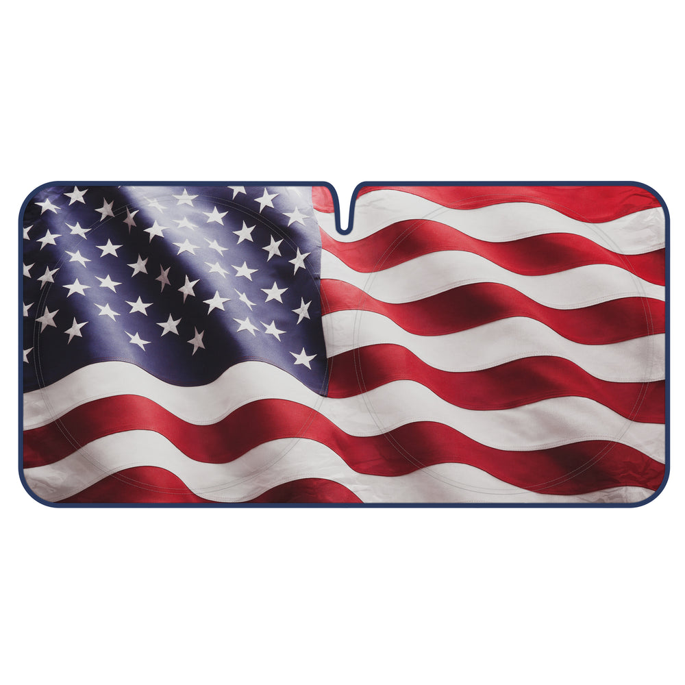 Motor Trend USA Americana Flag Car Windshield Sun Shade, Foldable Car Windshield Sun Shade, Vehicle Sun Shade Windshield, Sunshade for Car Windshield Front Window SUV Truck (Large 69" x 35") - Americana (Large 69" x 35")