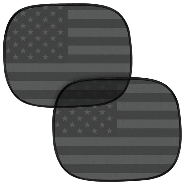 Motor Trend USA Black American Flag Car Window Shades, 2-Pack (18” x 14”) - Car Window Covers Block Heat and Glare, Ideal Car Window Shade for Baby Pets Kids Travel, Car Window Shades for Side Window - Black Flag