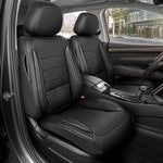 MotorBox Elite Edition Faux Leather Seat Covers for Cars, Trucks, & SUV - 2 Black Car Seat Covers for Front Seats - Universal Fit Car Accessories Automotive Interior Cover Protector for Most Vehicles - Comfy Classy,Black