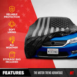 Motor Trend Flag Car Cover All Weather Black Car Cover - Advanced Protection Formula - Waterproof 6-Layer for Outdoor Use