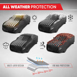 Motor Trend Flag Car Cover All Weather Black Car Cover - Advanced Protection Formula - Waterproof 6-Layer for Outdoor Use