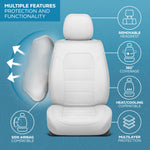 MotorBox Classic Edition Faux Leather Seat Covers for Cars, Trucks, & SUV - 2 White Car Seat Covers for Front Seats - Universal Fit Car Accessories Automotive Interior Protector for Most Vehicles - Classic White