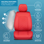 MotorBox Prestige Edition Faux Leather Seat Covers for Cars, Trucks, & SUV – 2 Red Car Seat Covers for Front Seats - Universal Fit Car Accessories Automotive Interior Protector for Most Vehicles - Red