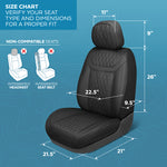 MotorBox Car Seat Covers – Ranch Leatherette Faux Leather Black Seat Covers for Car – Diamond Stitched Cushioned Interior Protectors for Automotive Accessories, Trucks, SUV, Cars – Two Front Covers - Black