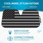 American Flag Car Sunshade for Automotive Windshield Sun Shade Patriotic US Black Flag Jumbo Folding Auto Shade - Black Flag