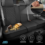 MotorBox Premium Napa Leather Rear Seat Cover – Semi Universal Fit for Most Cars, Truck & SUV – Black Back Seat Protector – Anti-Slip, Durable Bench Cover – Easy Install, Luxury Car Interior Upgrade - Style B