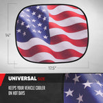 Motor Trend USA Americana Flag Car Window Shades, 2-Pack (18” x 14”) - Car Window Covers Block Heat and Glare, Ideal Car Window Shade for Baby Pets Kids Travel, Car Window Shades for Side Window - Red White and Blue