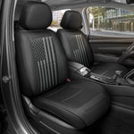 MotorBox American Black Flag Seat Covers for Trucks, Cars, & SUV - Napa Leather US Car Seat Covers American Flag Truck Accessories - Car Seat Cover American Flag Car Accessories Car Seat Protector - Black Flag Vertical