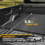 Cat Custom Fit Truck Bed Mat for 2010-2018 Chevy Silverado Truck Bed Liner for 5.8 ft Short Bed Pickup All Weather Liner