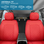 MotorBox Prestige Edition Faux Leather Seat Covers for Cars, Trucks, & SUV – 2 Red Car Seat Covers for Front Seats - Universal Fit Car Accessories Automotive Interior Protector for Most Vehicles - Red