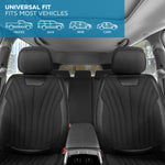 MotorBox Elite Edition Faux Leather & Suede Seat Covers for Cars, Trucks, & SUV - 2 Black Car Seat Covers for Front Seats - Universal Fit Car Accessories Automotive Interior Cover Protector for Cars - Leather & Suede,Black