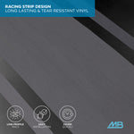 MotorBox Truck Tonneau Cover Racing Stripe on Black Truck Bed Cover for Ford/Chevy/RAM- Custom Fit All Weather Soft Roll